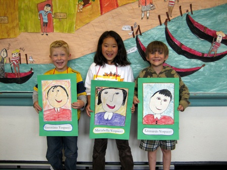 Three students with their characters from the Storyline.